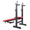 Adjustable Folding Multifunctional Workout Station Adjustable Workout Bench with Squat Rack - balck red