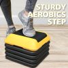 Height-Adjustable Step Aerobics Platform Fitness Equipment Stepper Trainer Exercise Step Platform with 4 Riser Yellow