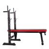 Adjustable Folding Multifunctional Workout Station Adjustable Workout Bench with Squat Rack - balck red