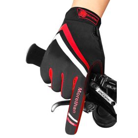 Cycling Gloves Touchscreen Bike Gloves 5MM Liquid Gel Pads Bicycle Gloves Shock-Absorbing Mountain Bike Gloves Men (Color: 052F-Red)