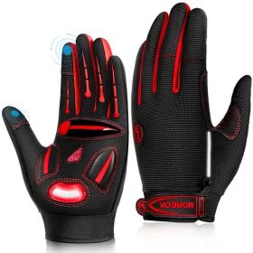 Cycling Gloves Touchscreen Bike Gloves 5MM Liquid Gel Pads Bicycle Gloves Shock-Absorbing Mountain Bike Gloves Men (Color: 122-Red)